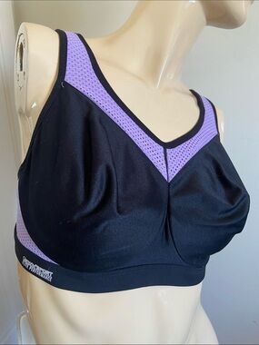 34E / 34DD UK High Support Black & Lavender Sports Bra